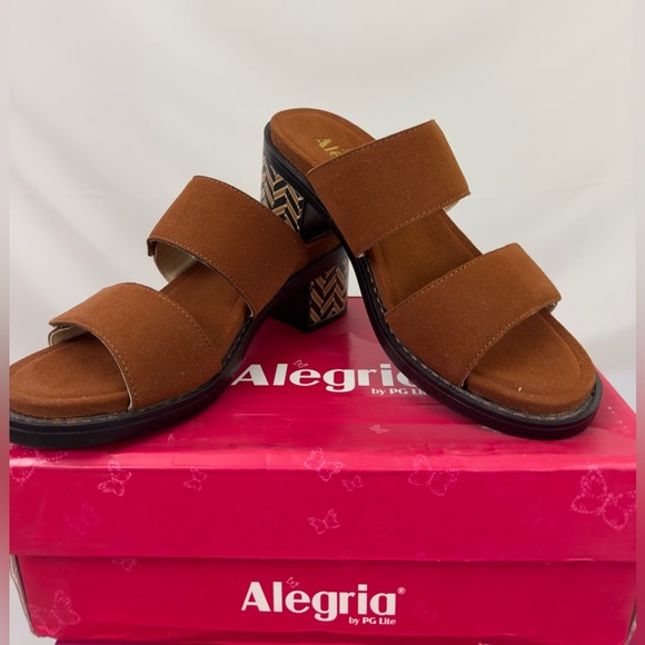 Alegria Women’s Tia Heels Sienna Color Herringbone Heel Velcro Straps US… - Picture 4 of 15